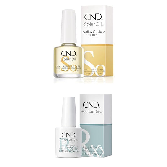CND SolarOil & RescueRXx Nail Treatment Bundle - Nourishing Care for Healthy Nails | 0.25 & 0.5 Fl. Oz.