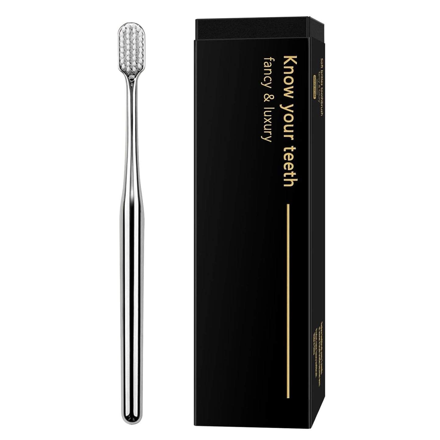 Z-VAPRESS Luxury Silver Manual Toothbrush - Soft Bristles for Sensitive Teeth | Elegant Electroplated Design