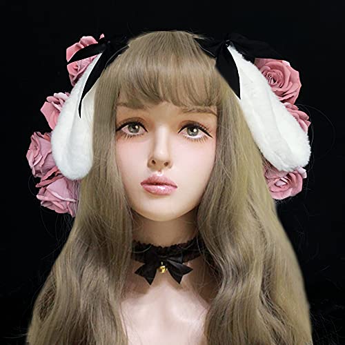 Fxaelian Cosplay Black Rabbit Bunny Long Ears Headband Hairband Hair Clips Hair Hoop Headpeice Halloween Easter Costume Party Headpiece Headwear Hair Accessories Black