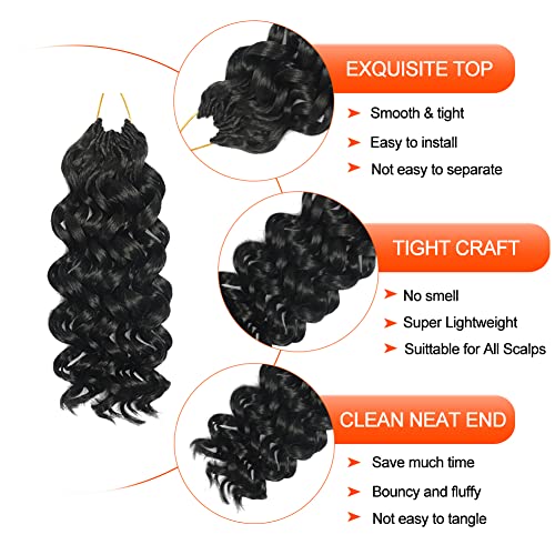 GoGo Curl Crochet Hair 12 Inch 8 Packs Curly Crochet Hair Beach Curl Water Wave Crochet Hair for Black Women Ocean Wave Crochet Hair Synthetic GoGo Curly Braiding Hair Extensions(12 Inch, 1B)