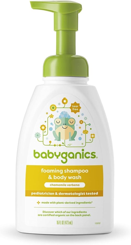 Babyganics Baby Shampoo & Body Wash - Gentle Chamomile Verbena Formula, 16oz Pump Bottle