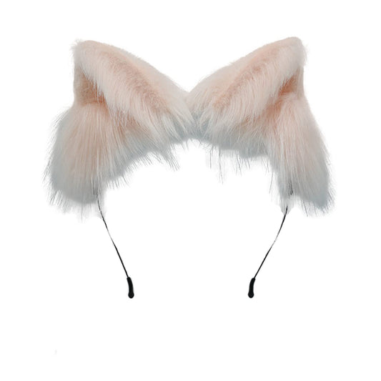 Faylay Wolf/Fox/Cat Ear Cosplay Headwear Girl Accessories Handmade Hairband Furry Ear Faux Fur Headband (SJ-6 Pink)