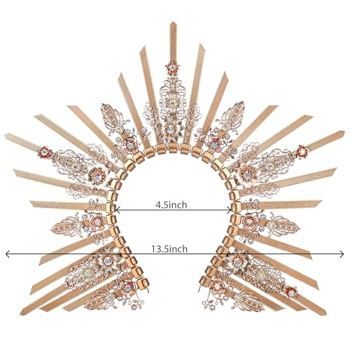 COSUCOS Gold Halo Sunburst Spike Crown - Zip Tie Greek Costume Goddess Headpiece Medusa Queen Adult Headdress Flower Piece Crown Headband Accessories