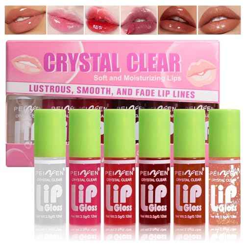 Yasovigi 6 Colors Lip Oil Lip Stain, Watery Lip Oil Lip Tint Stain Set, Liquid Lipstick Lip Gloss Moisturizing, Multi-use Lip and Cheek Tint, Non-Sticky, High Pigment (Type A)