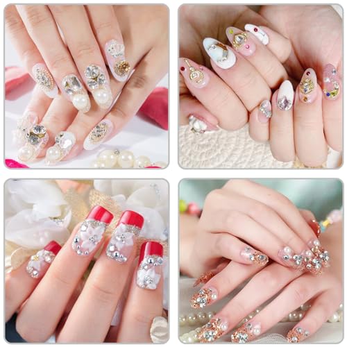 2 Pack Rhinestone Picker Tool with 2 Tweezers, Wax Pencil for Gems Rhinestones, Nail Dotting Tool Applicator Tool, Nail Art Tools Nail Design Kit for DIY Nail Art (Black, White)