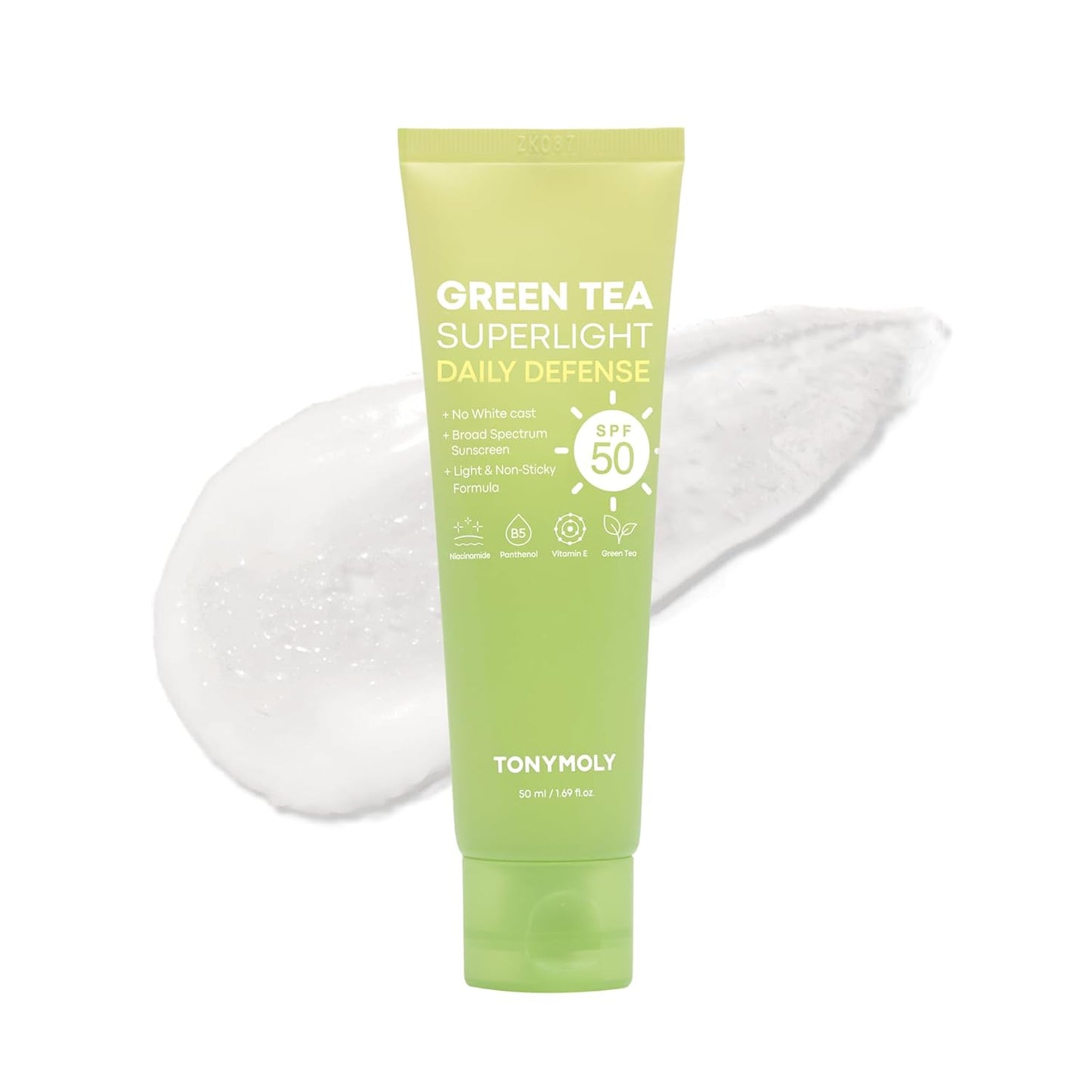 TONYMOLY Green Tea Sunscreen SPF 50 - Non-Greasy Broad Spectrum Face Protection with Niacinamide & Hyaluronic Acid | Travel Size 50ml