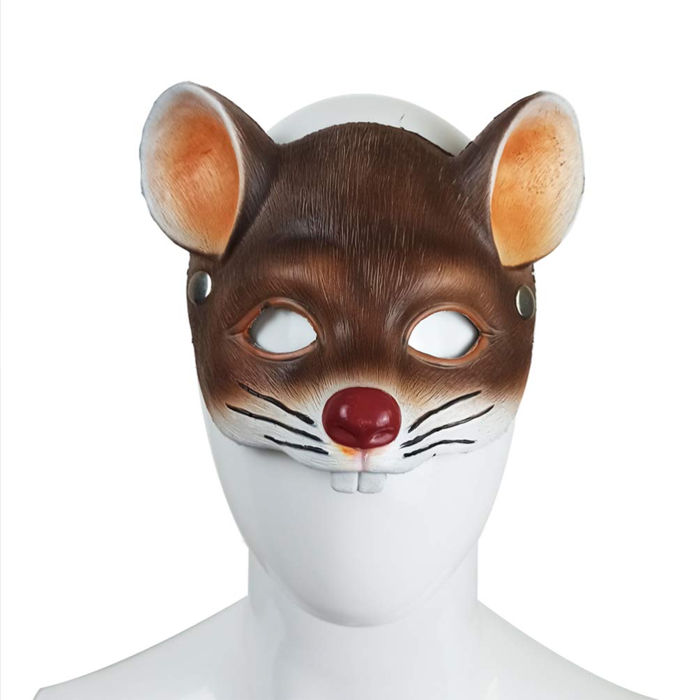 NOLITOY Rat Head Masks Animal Mouse Masks for Halloween Costume Party Props Brown