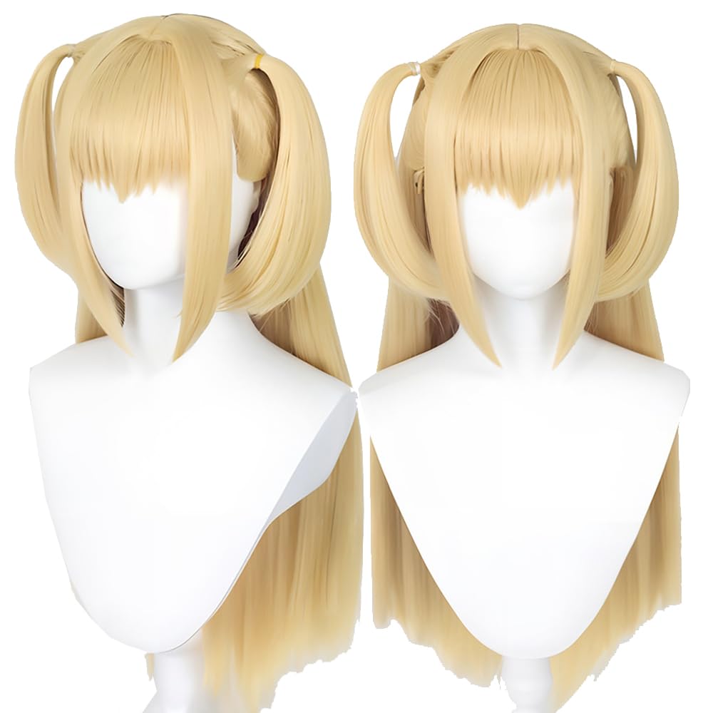 SEISAIDO Blonde Ponytails Cosplay Wig Long Straight Anime Cosplay Wig with Bangs + Wig Cap