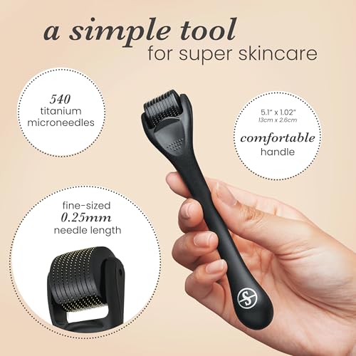 Sdara Black Derma Roller Microneedling Roller Face - Includes Free Storage Case
