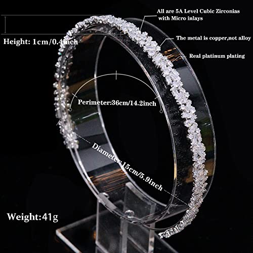 Jorsnovs Full Cubic Zirconia Flower Shape Women Headbands Tiaras for Wedding Bridal Zircon Hairband Birthday Queen Party Sweet 16 Headpieces