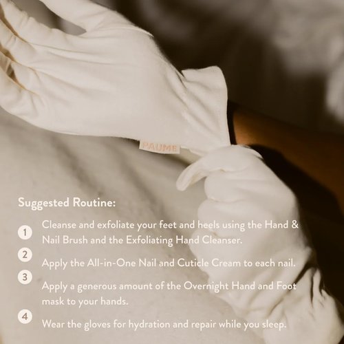 PAUME Overnight Hydration Gloves - 100% Organic Cotton for Dry, Cracked Hands | 1 Pair of Healing Moisturizers