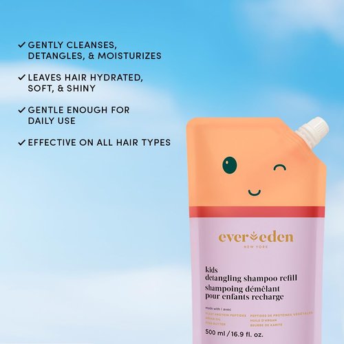 Evereden Kids Shampoo Refill - 16.9 fl oz | Gentle, Non-Toxic Detangling Formula for Kids' Haircare