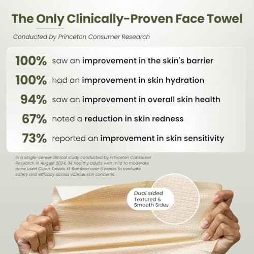 Clean Skin Club Bamboo Viscose Clean Towels¢ç XL 100% USDA Biobased Face Towel, Disposable Face Towelette, Makeup Remover Dry Wipes, Ultra Soft, 50 Ct, 1 Pack