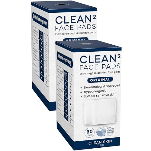 Clean Skin Club Clean² Pads 2.0 [NEW & Improved Edges] Guaranteed Not to Shed & Tear Face Pads, Unique Triple Layers, Textured & Ultra Soft Side, Organic Disposable Cotton, Pair with Makeup Remover