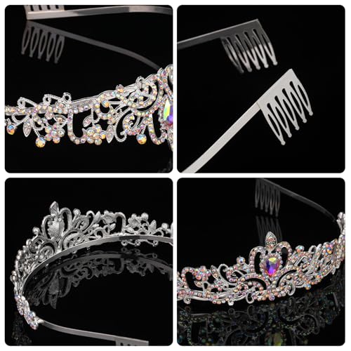 Tiara Crowns for Women Tiaras for Girls Princess Crown for Birthday Halloween Costume Bride Wedding Queen, Crystal (Rose Gold/5 Pack)