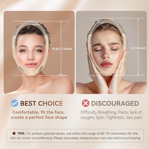 Reusable V Line Silicone Face Strap, Soft Silicone Chin Strap for Women 23-27 Inches(Skin tone)