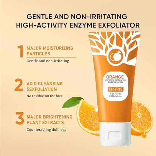 Orange Exfoliating Gel Scrub, Deep Cleansing Moisturizing Scrub with Enzymes, Purifying Exfoliating Gel for Face & Body, Facial Exfoliator Cleanser to Remove Blackheads (3PC, 1)