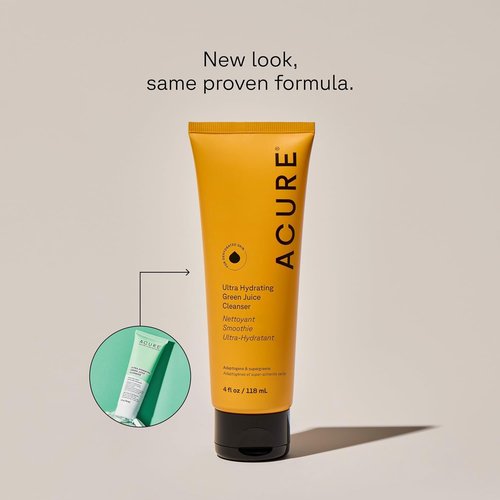 Acure Ultra Hydrating Green Juice Face Cleanser - Superfood Formula for Clear Skin | 4 fl oz