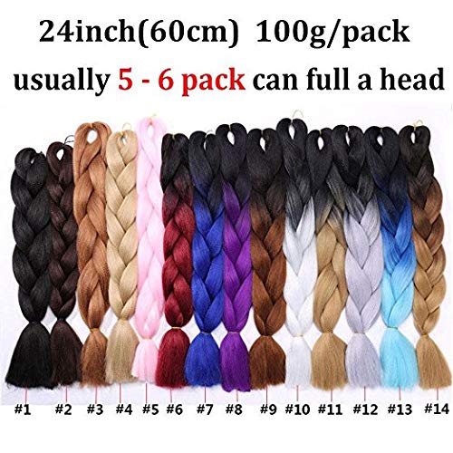 Benehair Rainbow Braiding Hair 3 Bundles/lot 24inch Jumbo Braiding Hair Extensions High Temperature Synthetic Braid Hair Braiding Hair Pre Stretched Ombre Braiding Hair (Purple+Blue+Yellow+Orange)