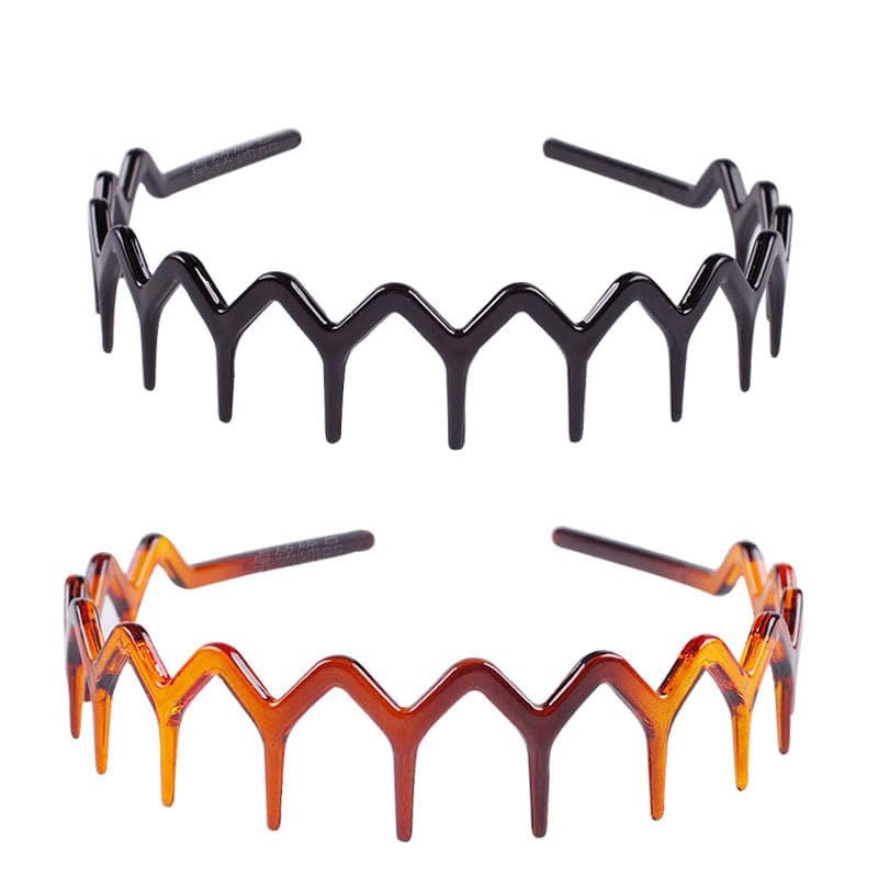 YuanHolumid 2Pcs Zigzag Headband Headband with Teeth Tooth,Plastic Wavy Comb Zig Zag Tooth Comb Plastic Hair Accessories