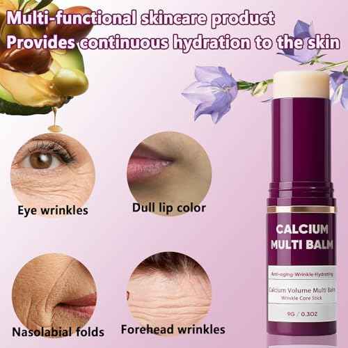 Cemenrete Calcium Multi Balm, Wrinkle Core Stick, Korean Collagen Moisturing Stick, Calcium Volume Multi Balm, Anti-Aging, Sagging, Wrinkles, Almond & Vitamin E for Lip Balm Eye Cream Neck (1PCS, 9G)