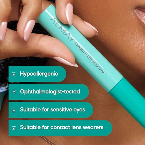 Almay Lengthening Mascara, Volume & Lift, Eye Makeup, Hypoallergenic and Fragrance Free (Packaging May Vary), 030 Black, 0.24 fl oz