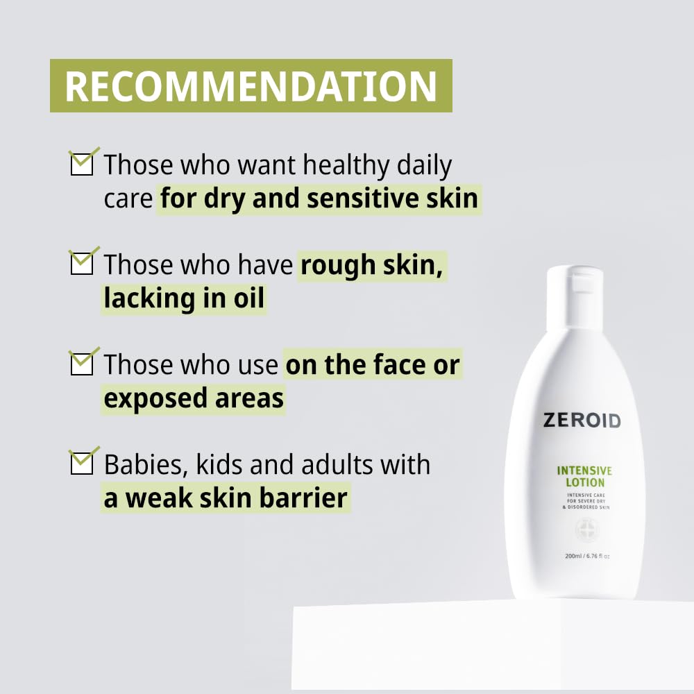 ZEROID | Intensive Lotion | Moisturizer for Dry & Sensitive Skin | 6.76 fl oz (200ml)
