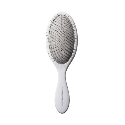 Addendum Hair Luxury Wet Hair Brush - Ergonomic Detangler with Stainless Steel Bristles - Durable & Hygienic - White