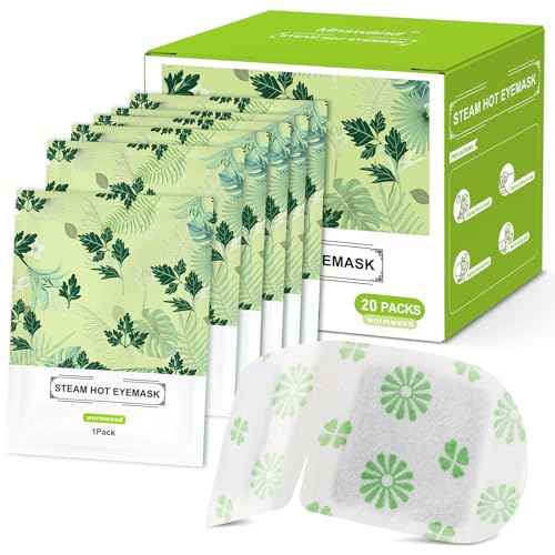 20 PCS Steam Eye Masks wormwood Heated Eye Mask Self Heating for Eyes, Disposable Warming Eye Mask for Sleep, Unscented Scent Eye Steam Mask for Spa/Travel, Stress Relif & Relaxation Gifts for Women
