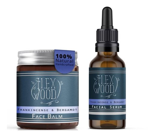 Frankincense & Bergamot Gift Set - Natural Face Cream & Serum for Men & Women | Vegan, Anti-Aging, Moisturizing