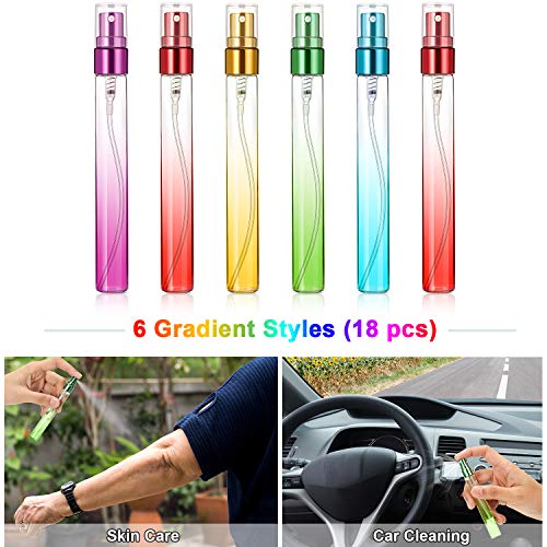 Skiennix Mini Travel Perfume Spray Bottles - 10ml Colorful Glass Atomizers | Refillable Fine Mist Sprayers (6 Gradient Colors)