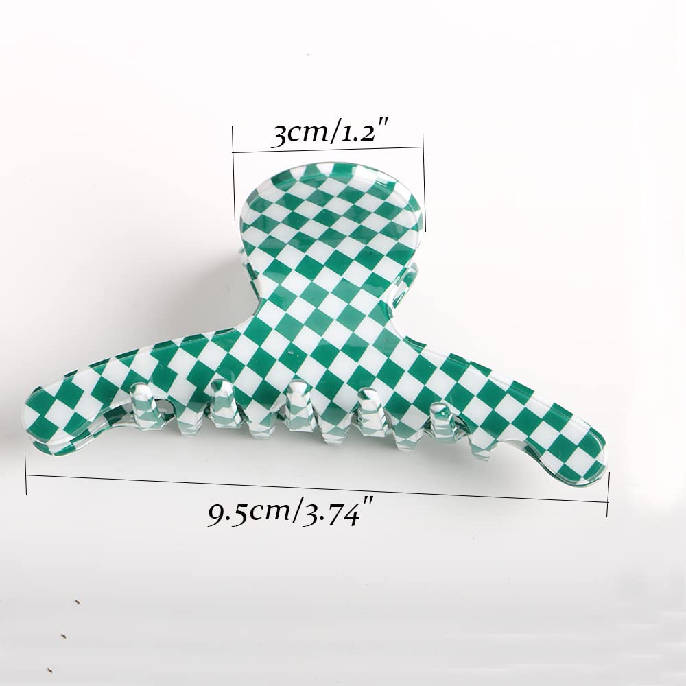 Vintage Green/White Cellulose Acetate Banana Hair Clips, Pack of 3, Nonslip Claw Clamps for Women and Girls