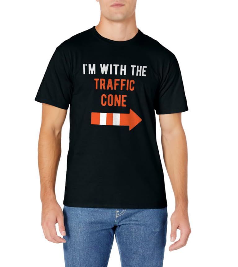 I'm With Traffic Cone Couple Outfit Funny Matching Halloween T-Shirt