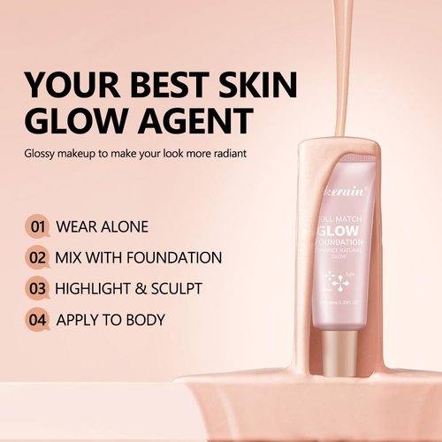 Natural Glow Illuminator Glotion - Glowing, Moisturizing, Lightweight Base, Multi-Purpose - Hydrating & Illuminating Makeup Highlighter for Radiant, Sun-Kissed Look (#3 Medium, 1.35 Fl Oz (Pack of 1))