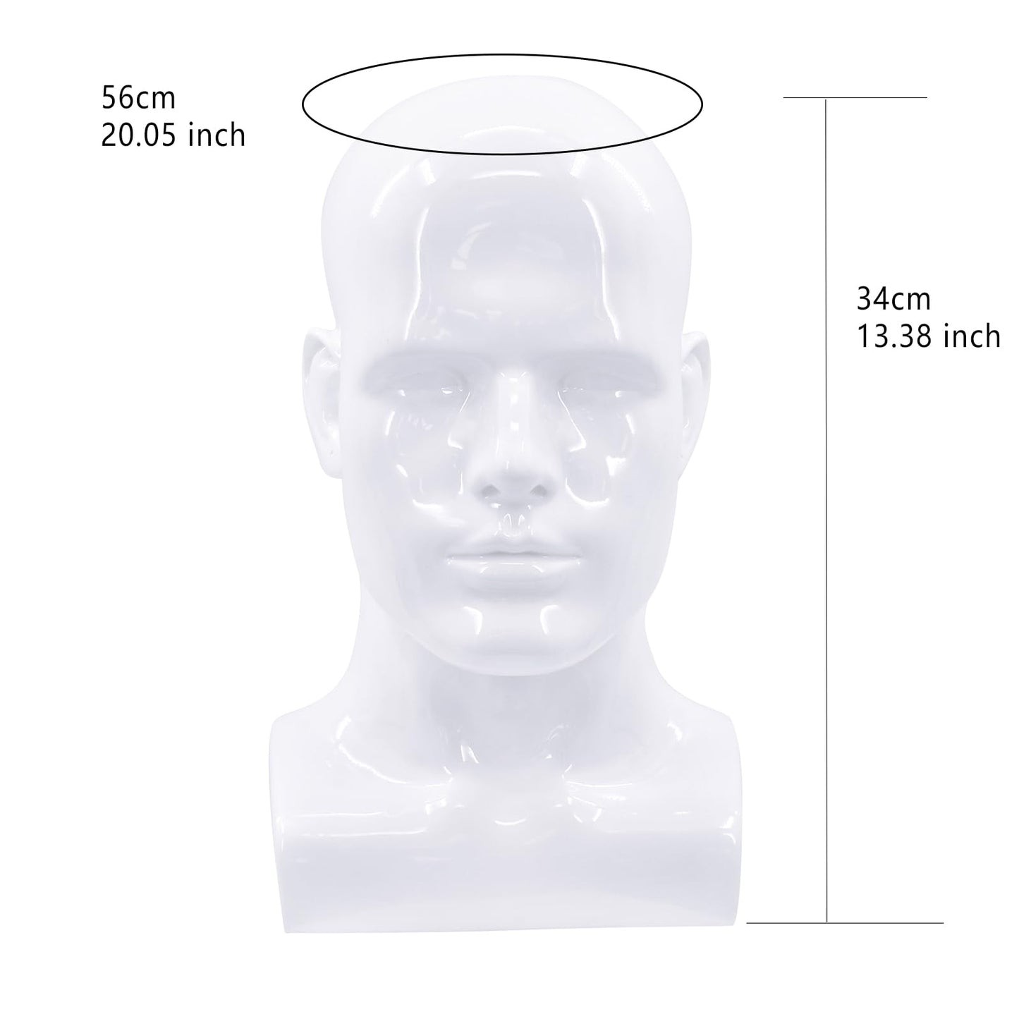 BLTYXT PVC Male Mannequin Head Professional Manikin Training Head for Display Headphone Game Console Hats Wigs Jewellery Glasses Facemask Caps Model Head (L90LB)