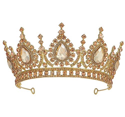 SWEETV Queen Tiaras and Crowns for Women Gold Princess Crown Halloween Costume Hair Accessories for Photo Shoot Prom Birthday Party