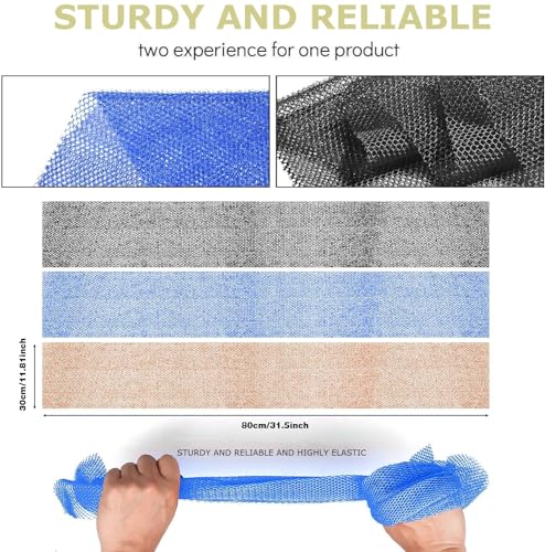 UJFQBH 5 Pieces African Bath Sponge African Net Long Net Bath Sponge Exfoliating Shower Body Scrubber Back Scrubber Skin Smoother,Great for Daily Use (Purple, Pink, Green, Blue, White)