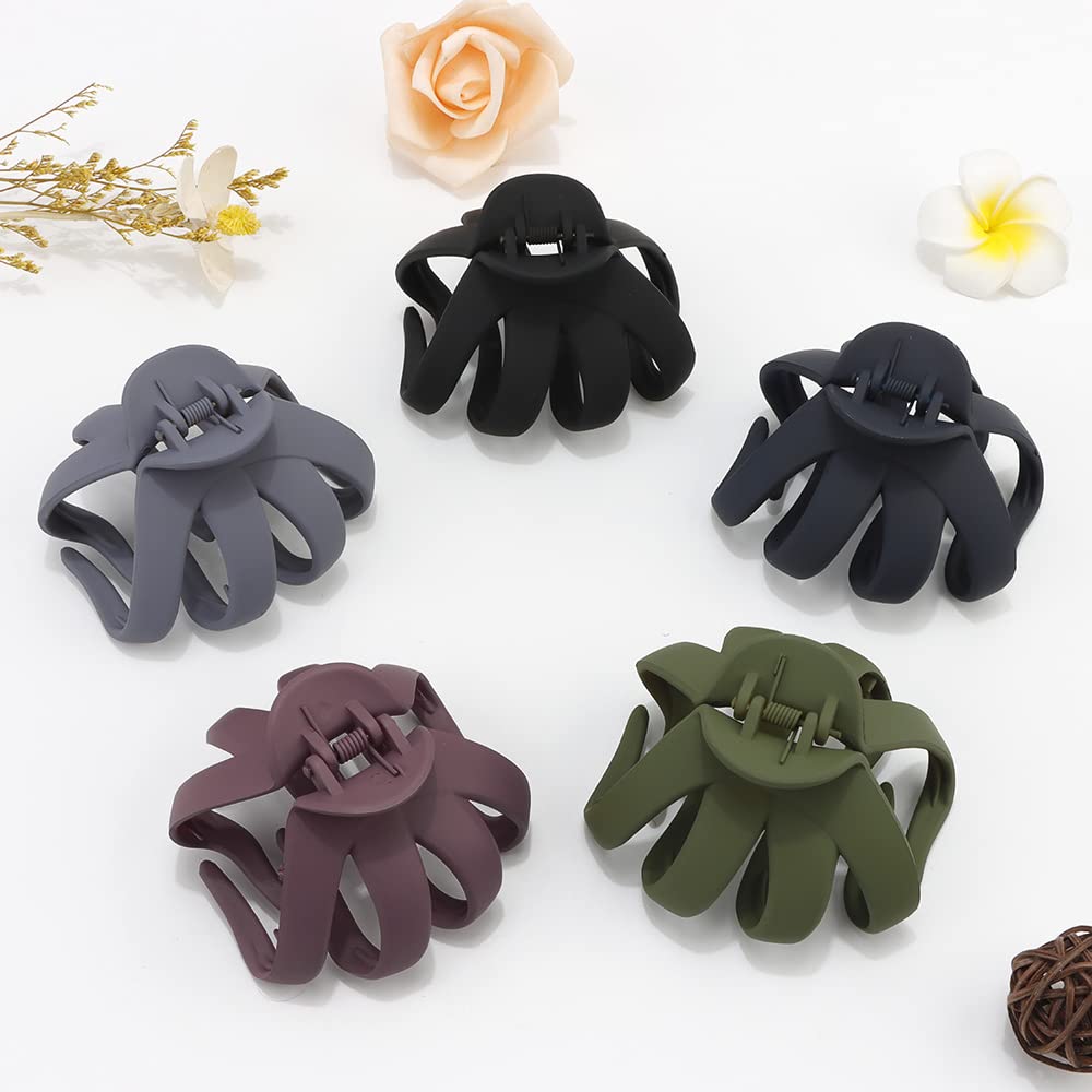 Hair Clips Claw Clips for Thick Hair 5Pcs Large Hair Clips 3.15'' Big Octopus Hair Clip Long Thick Medium Hair Neutral Jumbo Jaw Clips Hair Accessories for Women Girls