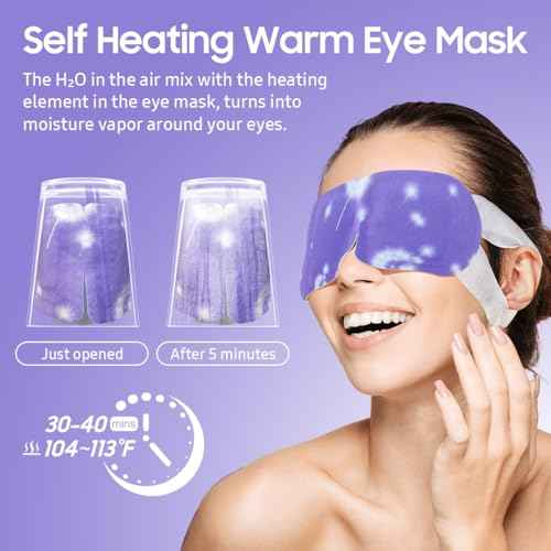 Steam Eye Mask, 10 Packs Heated Eye Mask, Self Heating Disposable SPA Warm Compress for Eyes Sleep Mask, Soothing Moist Heat Eye Masks, Travel Essentials & Relaxation Gifts (Lavender Scent)