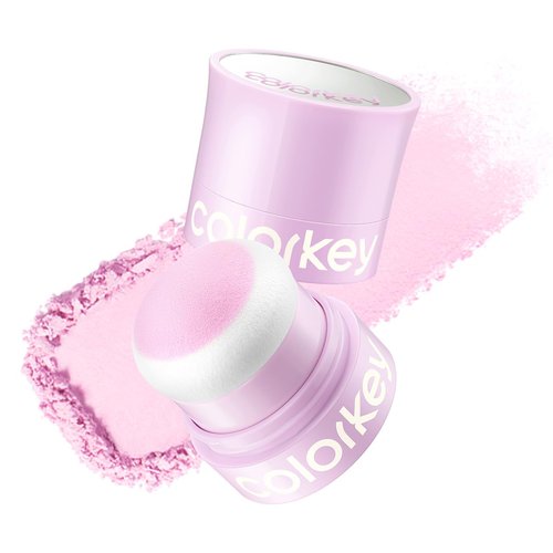 COLORKEY Shimmering Pudding Powder Blush - Lightweight, Non-Drying Formula | Naturally Luminous Semi-Matte Finish (01 Violet, 3.2g)