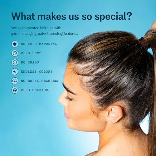 GIMME Beauty Low Profile Hair Bands - Gentle, No-Snag Elastic Ties for Fine & Thick Locks - Non-Slip Seamless Ponytail Holders - Trendy Hair Accessories - Black, 20 Pack
