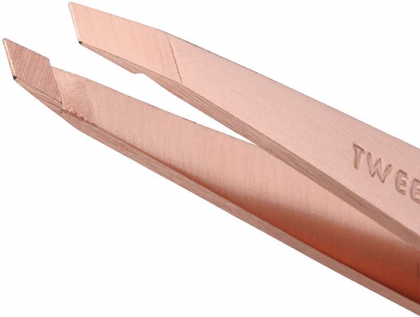 Tweezerman Stainless Steel Slant Tweezer - Eyebrow Tweezers for Women and Men (Rose Gold)