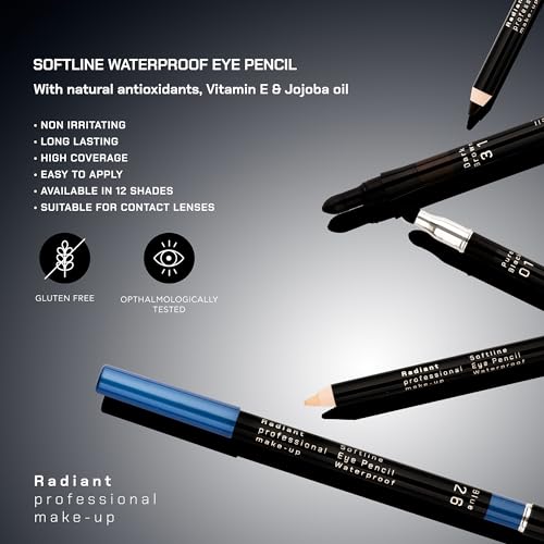 Radiant Professional Softline Waterproof Eye Liner Pencil with Smudging Tool - Long Lasting Under Eyeliner Pencil for Women, For the Perfect Smoky Eye, Blue (26)