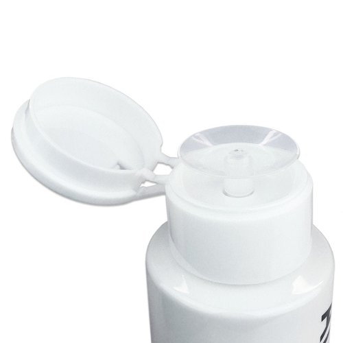 7oz White with Word Imprint Push Down Pump Dispenser Empty Refillerable Bottle with Flip Top Cap - for Nail Polish, Travel, Cosmetics Packaging