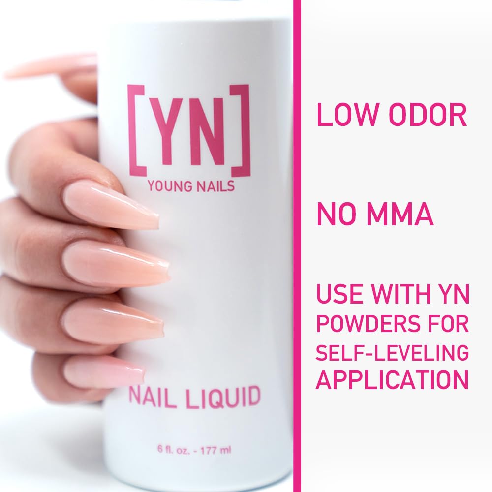 Young Nails Nail Liquid - Professional Grade Monomer for Acrylic Nails | Low Odor, MMA Free, Non-Yellowing