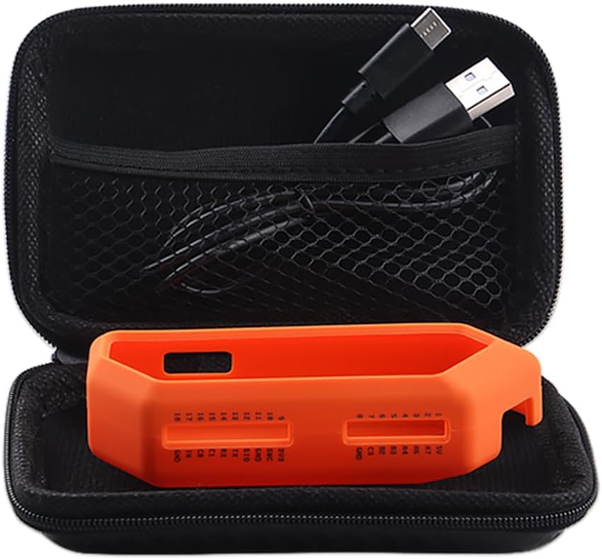 Hard Carrying Case for Flipper Zero, Flipper Zero Protective Silicone Case Cover, Mesh Pocket Fits USB Cable, Orange (Case Only)