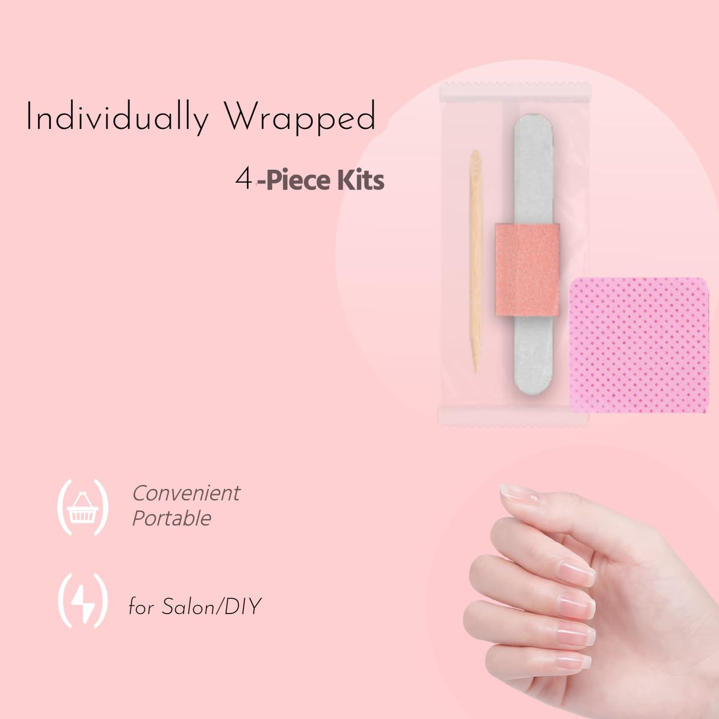 Disposable Manicure Kit,Nail Files Set,Wood Nail File/Mini Nail Buffer/Wood Nail Sticks,Individually Packed Mini Pedicure Set for Fingernails Toenails Nail Salon (100 Pack)