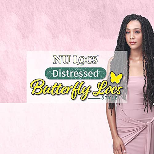 Bobbi Boss Butterfly Locs Pre-Loop Crochet Braid NU LOCS DISTRESSED STYLE BUTTERFLY LOCS 24" (4-Pack, 613)