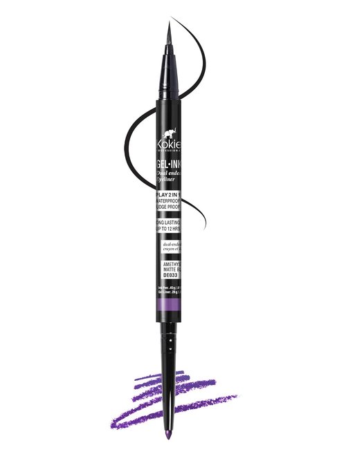 Kokie Gel Ink Dual-Ended Eyeliner - Amethyst & Matte Black for Bold Eye Looks