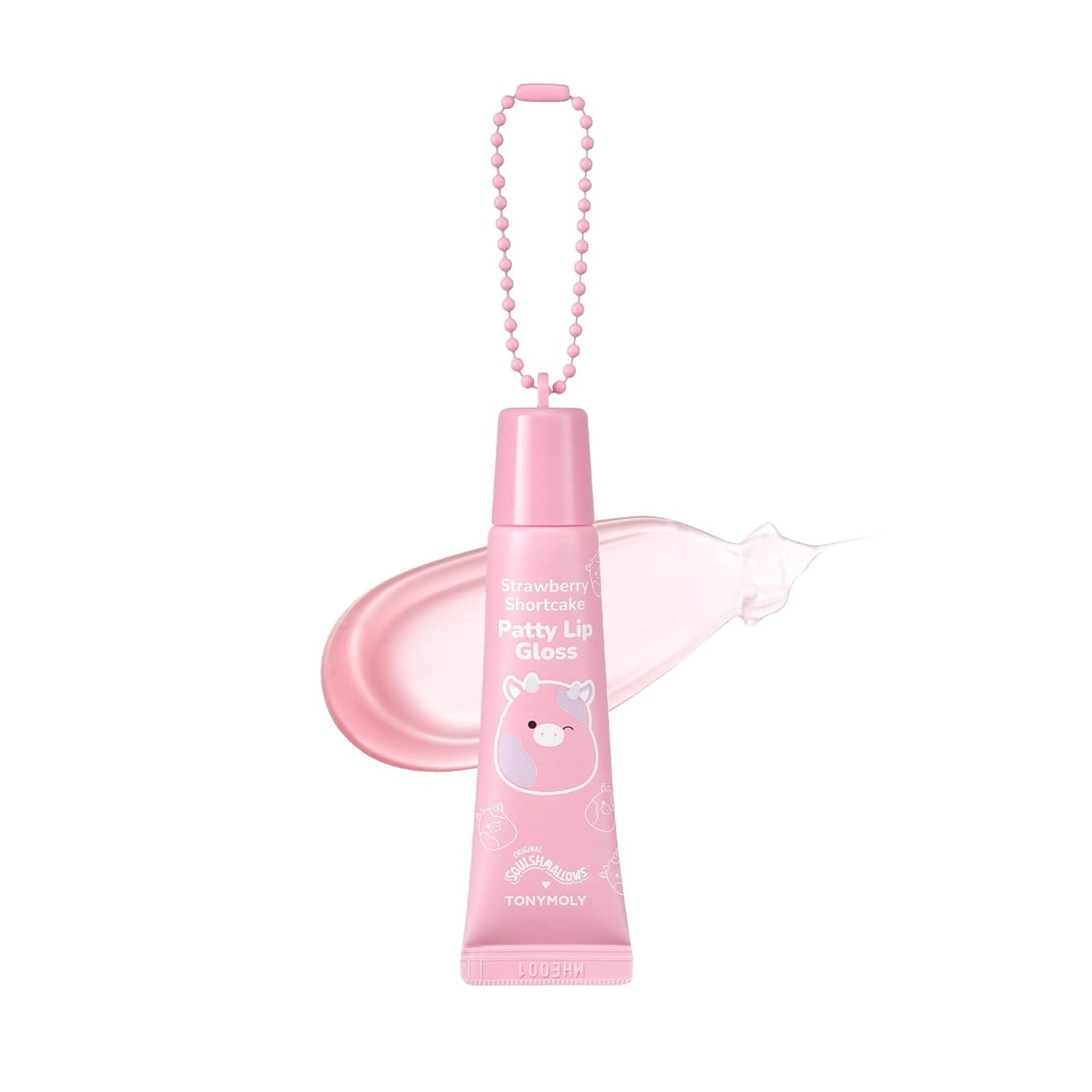TONYMOLY Patty Keychain Lip Gloss - Hydrating Strawberry Shortcake Sheer Pink, Non-Sticky, 11ml
